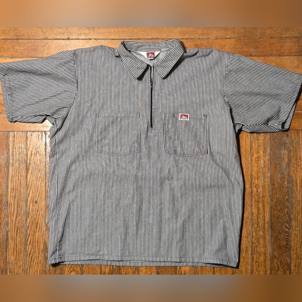 Ben Davis Quarter Zip Hickory Pullover Work Shirt XL